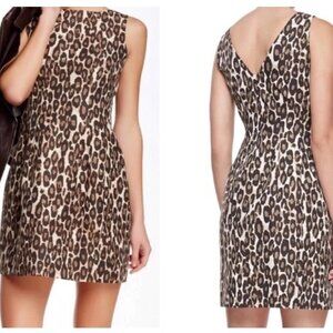 EUC Kate Spade Silk bld Domino Leopard Sheath Dress sleeveless pockets lined  00